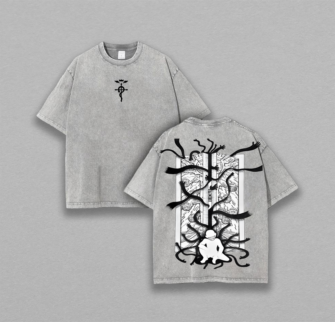 Retro Heavy Limited Gatekeeper - Fullmetal Alchemist Anime Double Printed Vintage Washed Tee