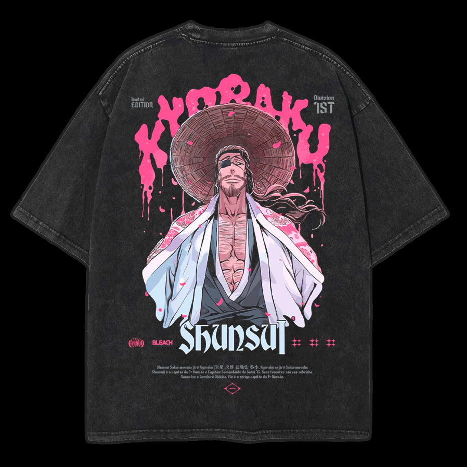 "Shunsui Kyōraku" Unisex Anime Bleach Wash Tee [MMU]
