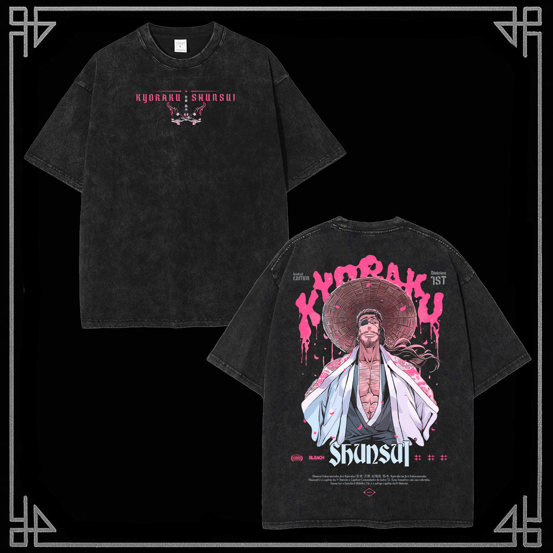 "Shunsui Kyōraku" Unisex Anime Bleach Wash Tee [MMU]