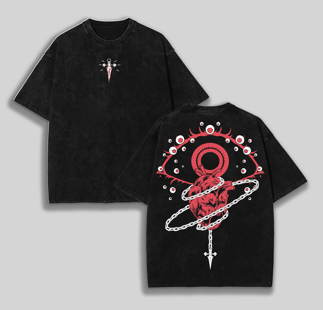 Retro Heavy Limited Kurapika Scarlet Eyes Hunter x Hunter Anime Double Printed Vintage Washed Tee Unisex Oversize Anime Manga Washed Heavyweight Cotton T-shirt, Gift For Anime Fan