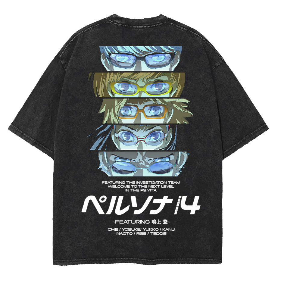 Persona 4 Graphic Unisex Round Neck Anime Washed T-Shirt