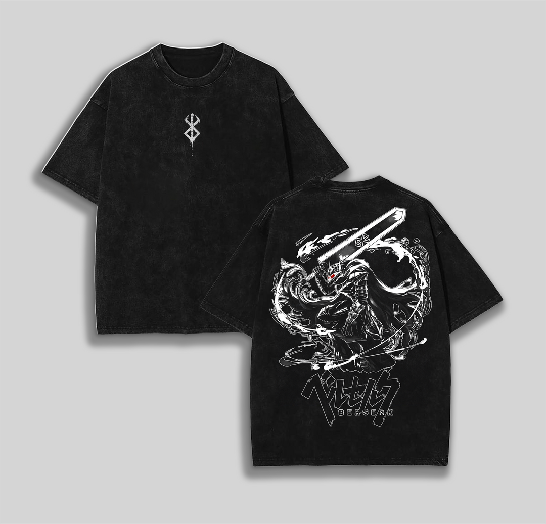 Guts x Berserk Anime T-Shirt Washed Double Printed