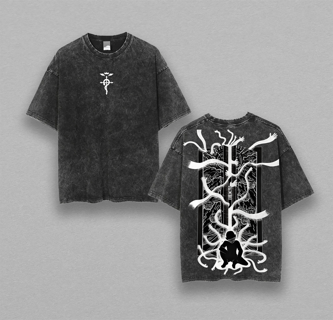 Retro Heavy Limited Gatekeeper - Fullmetal Alchemist Anime Double Printed Vintage Washed Tee