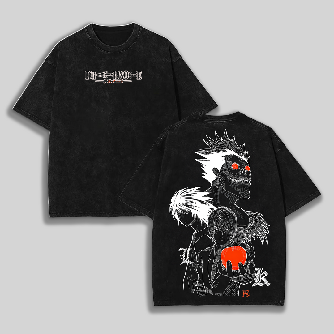 Retro Vintage Death Note Ryuk, Shinigami, Light Yagami Anime Vintage Washed Tee