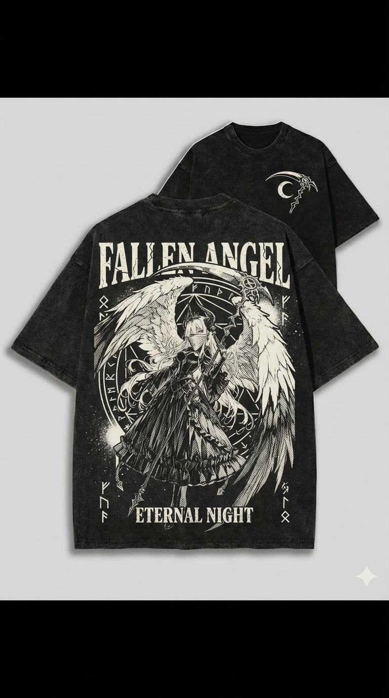 FALLEN ANGEL  – Eternal Night Washed Hoodie & T-Shirt