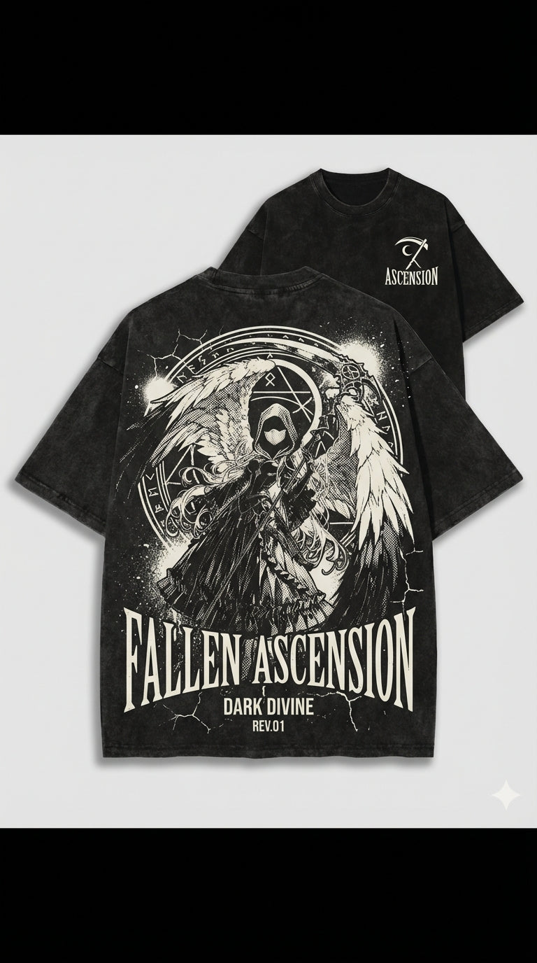 FALLEN ASCENSION – Dark Divine Washed T-Shirt and Hoodie - Streetwear