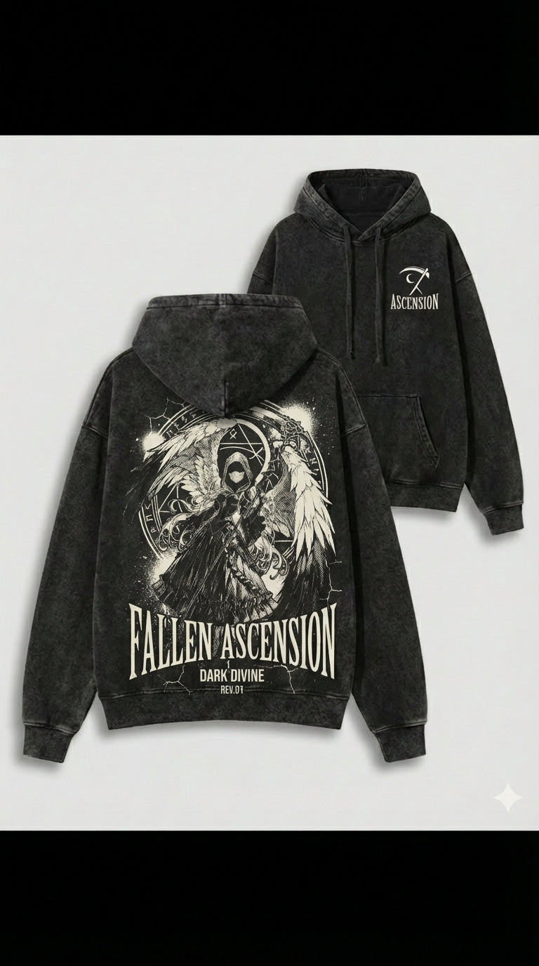 FALLEN ASCENSION – Dark Divine Washed T-Shirt and Hoodie - Streetwear
