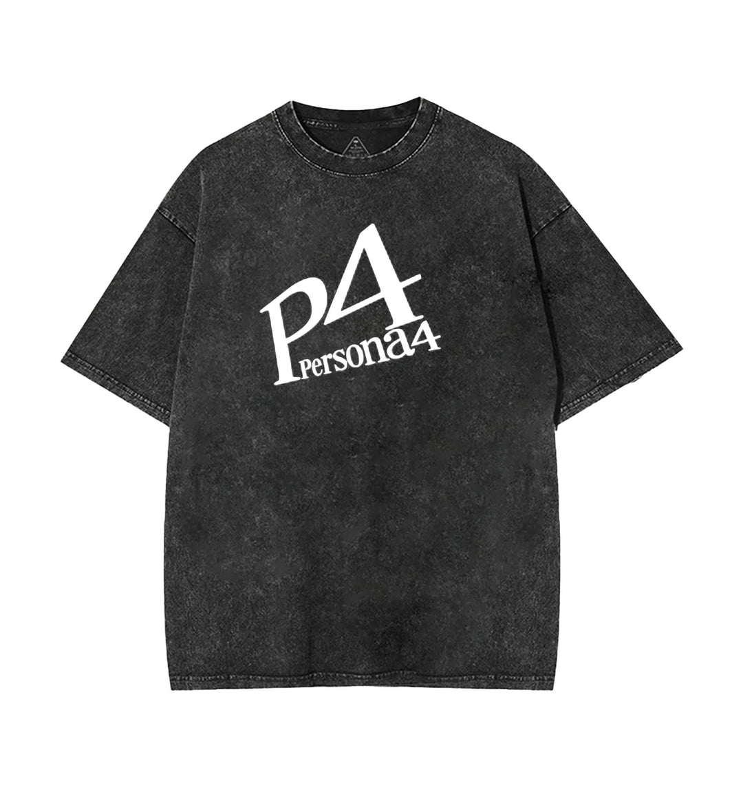 Persona 4 Graphic Black Tees Washed Tee [TPR]