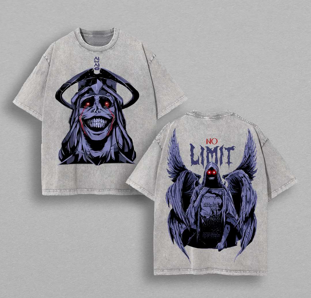 Retro Vintage Statue Of God From Solo Leveling Unisex Oversize Anime Manga Acid Washed Lightweight Cotton T-shirt, Anime Merch, Gift For Anime Fan