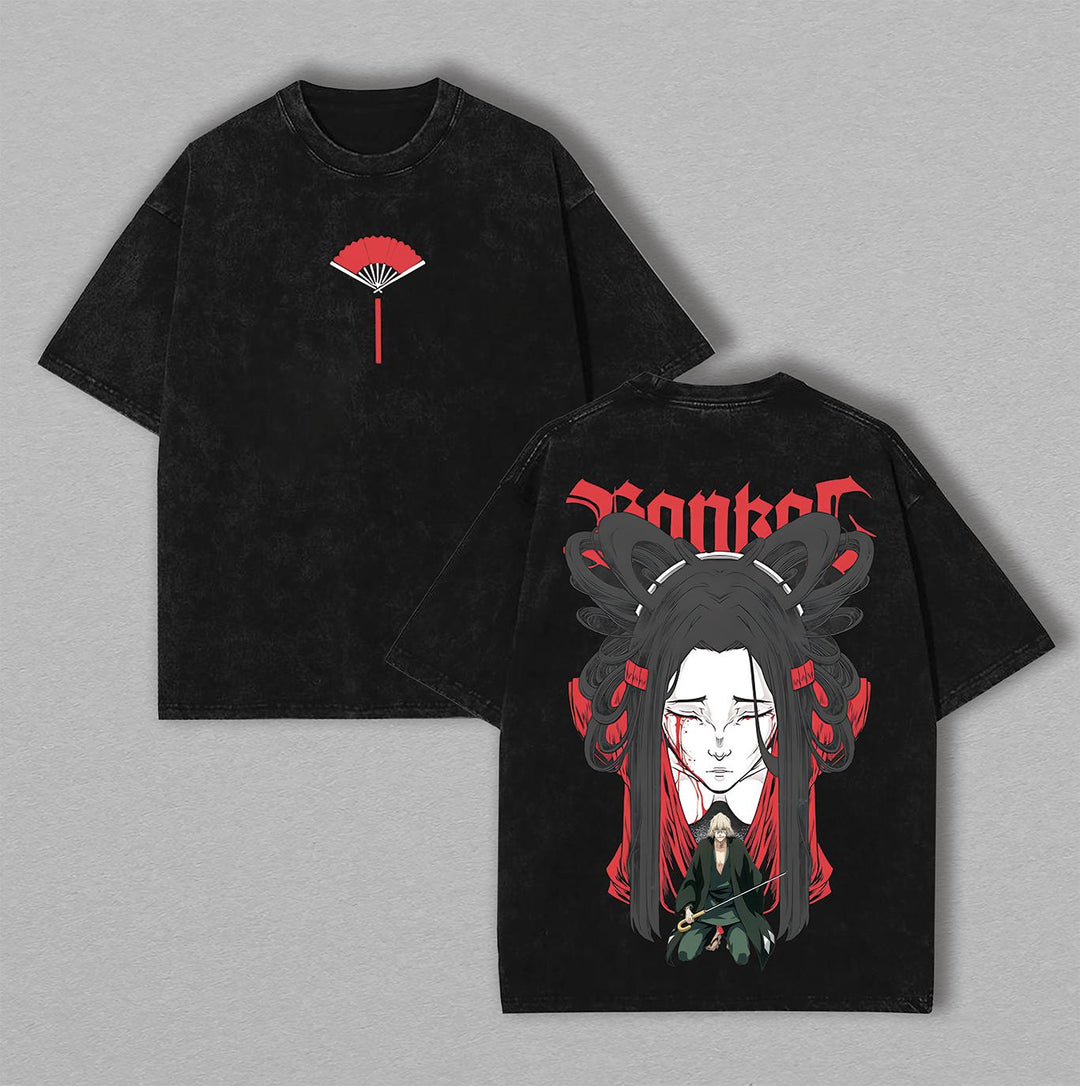 Retro Vintage Limited Bleach" Anime Double Printed Vintage Washed Tee Unisex Anime Manga Washed