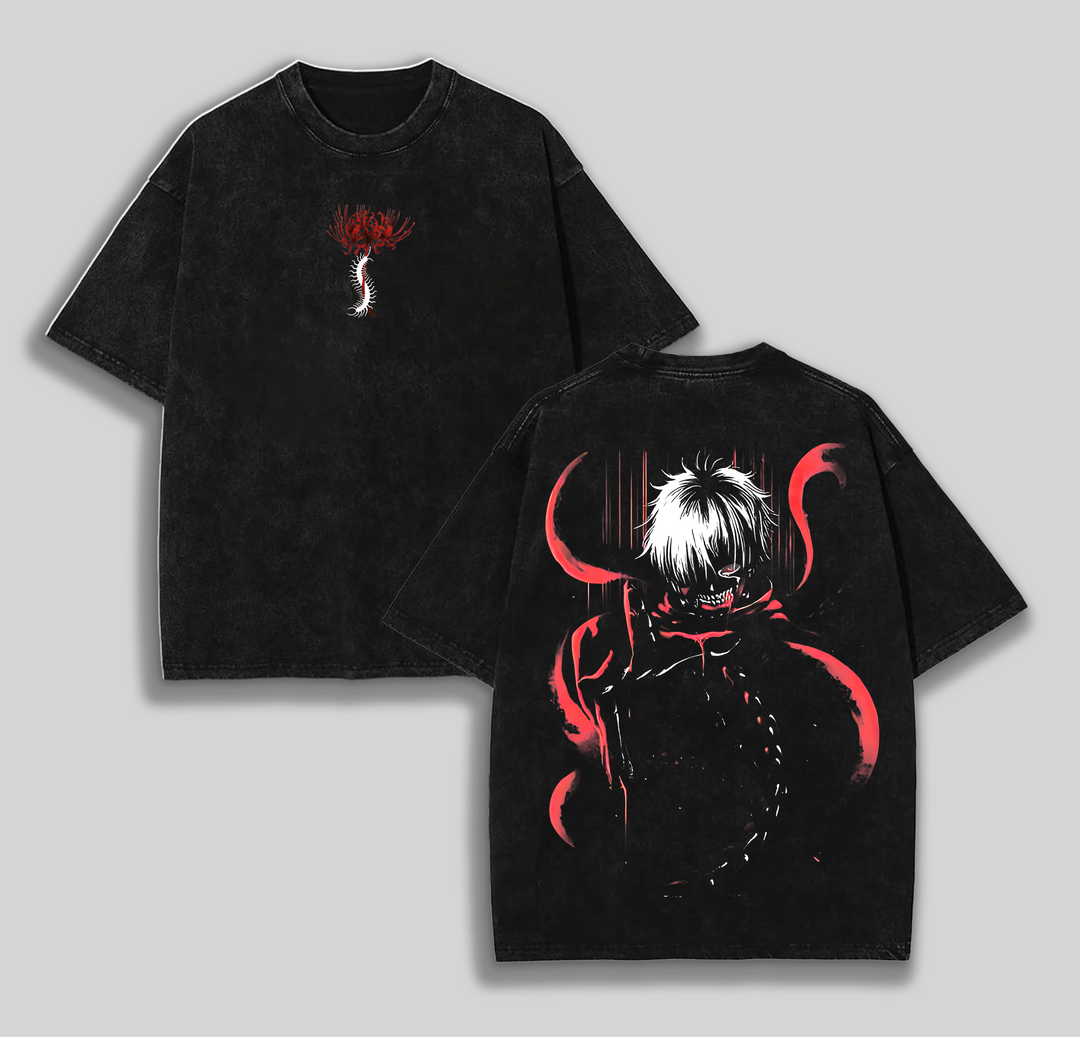 Retro Heavy Limited Kaneki Ken - Tokyo Ghoul Anime Double Printed Washed Tee | 'TTT'