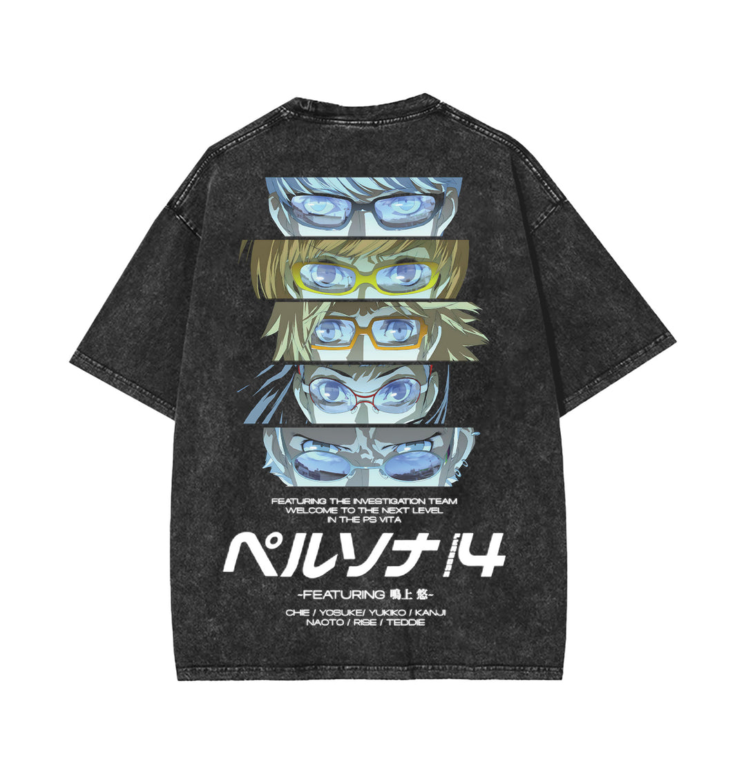 Persona 4 Graphic Black Tees Washed Tee [TPR]