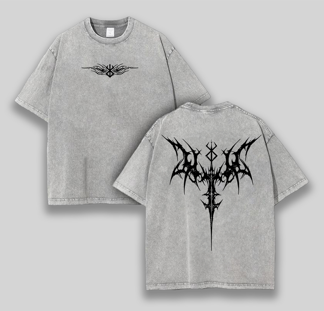 Metal Wings Guts x Berserk Unisex Oversize Anime Manga Washed