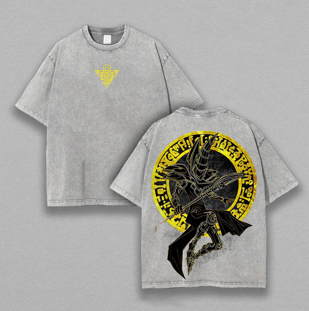 Retro Heavy Limited Edition "Dark Magician" Yu-Gi-Oh! Anime Oversized Vintage Washed Tee Cotton Tshirt, Perfect Gift for Anime Fans and Manga Lovers