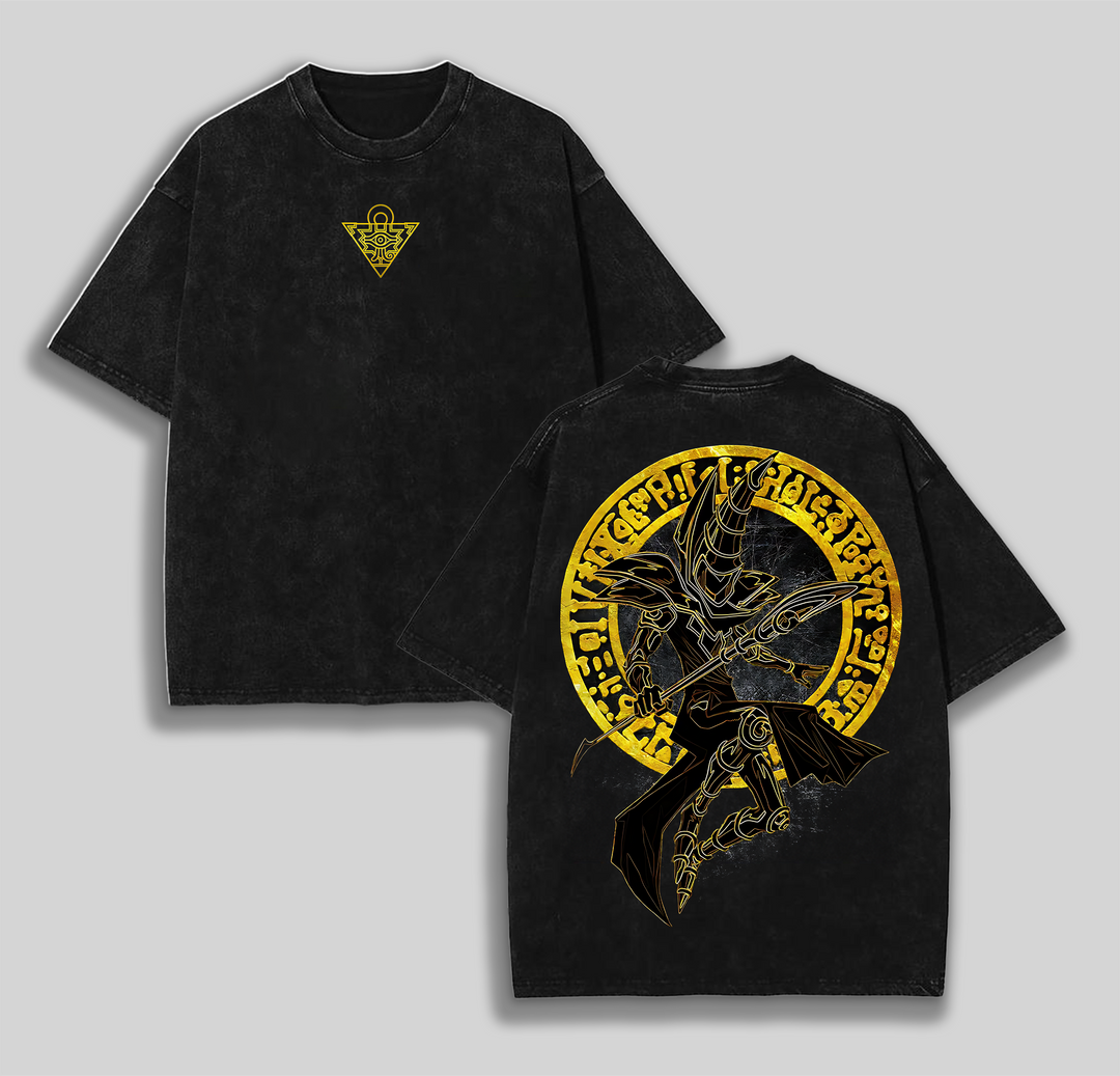 Retro Heavy Limited Edition "Dark Magician" Yu-Gi-Oh! Anime Oversized Vintage Washed Tee Cotton Tshirt, Perfect Gift for Anime Fans and Manga Lovers