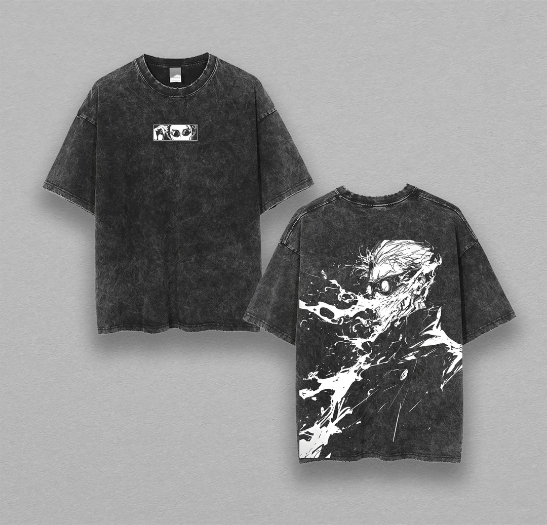 Double Printed Washed T-Shirt Unisex Mineral Anime JJK13