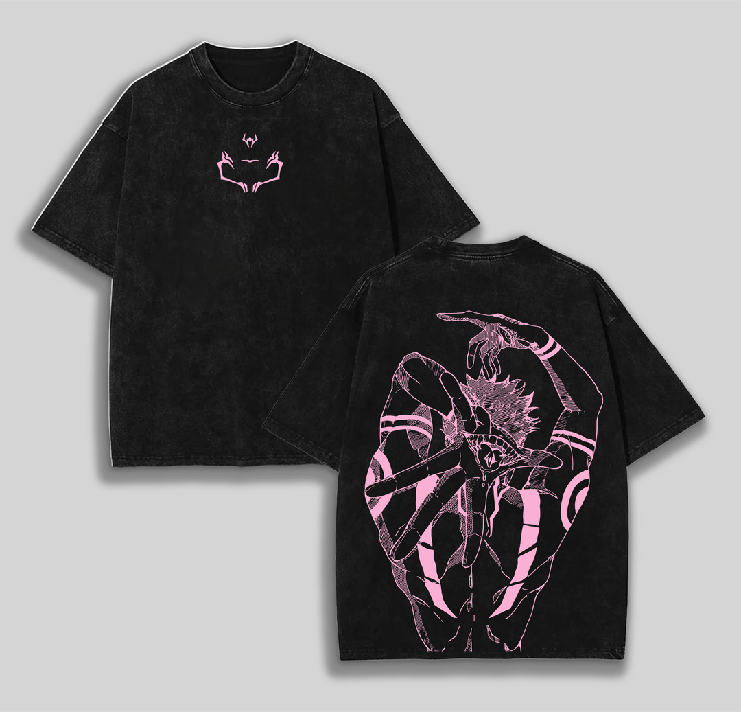 PINK Sukuna "Jujutsu Kaisen" T-Shirt For Men Anime Double Printed JJK7