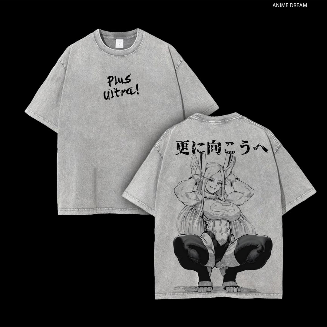 Mirko My Hero Academia Anime Double Printed - Washed Tee Cotton Menswear Top  | SEP 47