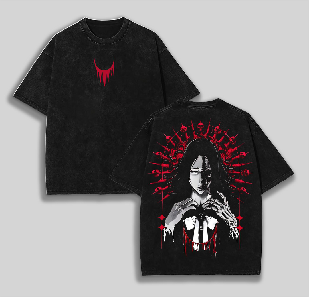 Retro Vintage Limited Retsu Unohana Bankai - Bleach Anime Double Printed Washed Tee Unisex Oversize Anime Manga Acid Washed Lightweight Cotton T-Shirt