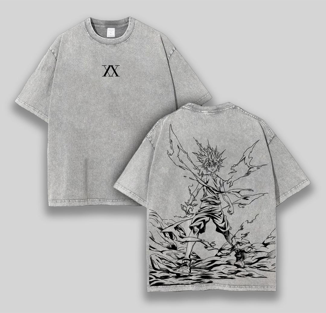 Killua Zoldyck Godspeed Hunter X Hunter Retro Vintage Unisex Oversize Anime Manga Washed Heavyweight Cotton T-shirt, Gift For Anime Fan, Anime Lover