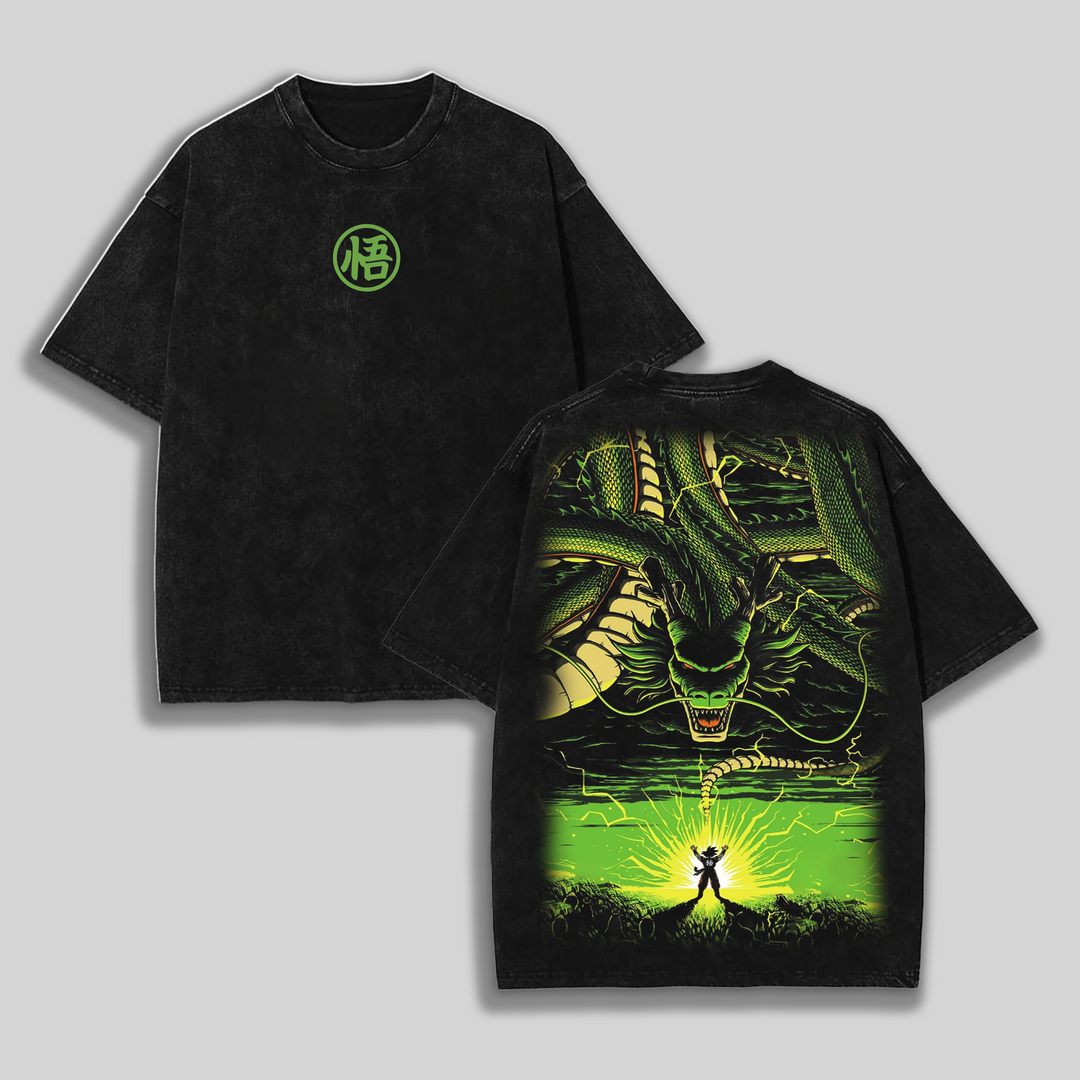 'TTT'|"Goku Calling Dragon" Dragon Ball Z Unisex Round Neck Anime Washed T-Shirt
