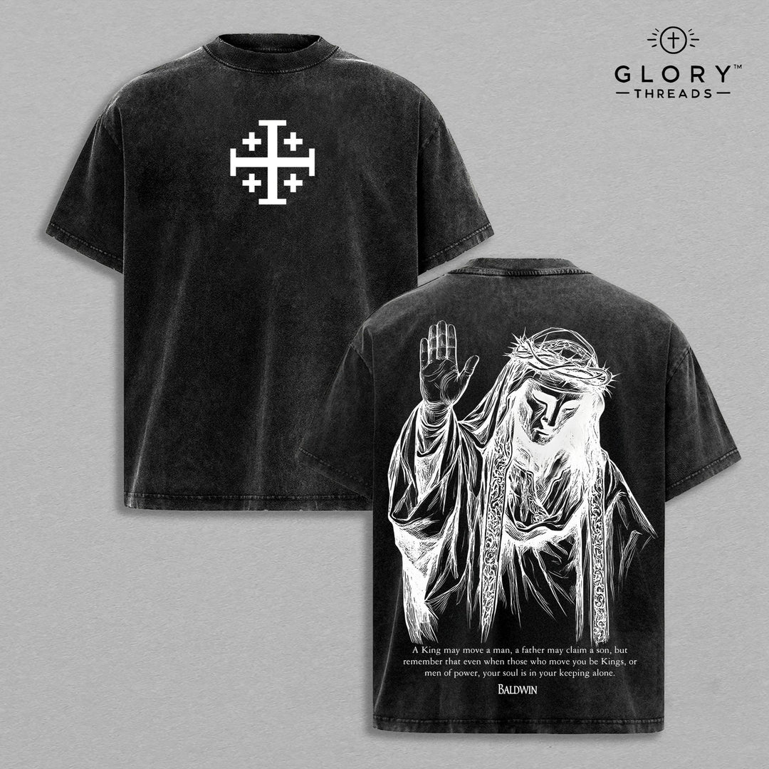 Baldwin IV "The Leper King" T-Shirt Washed – Washed Tee Cotton Menswear Top  | SEP 40
