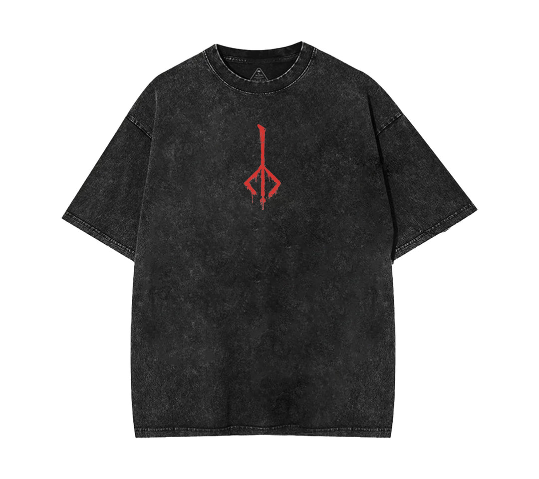 Bloodborne Blood Moon Double Printed Unisex Acid Washed Lightweight Cotton T-Shirt [TPR]