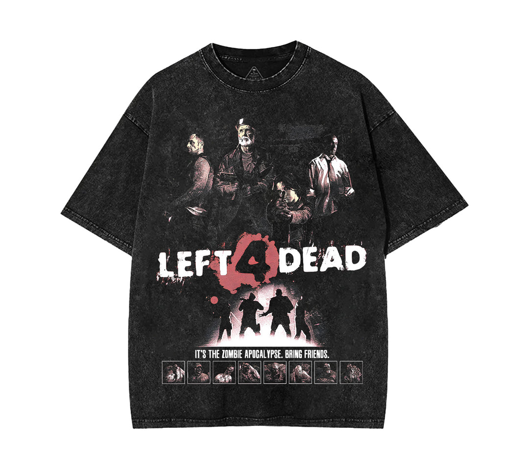 Left 4 Dead Retro Vintage Unisex Acid Washed Lightweight Cotton T-Shirt [TPR]