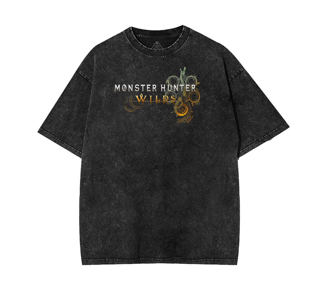 Monster S Hunt Game Vintage Washed Unisex Heavyweight Cotton T-shirt [TPR]