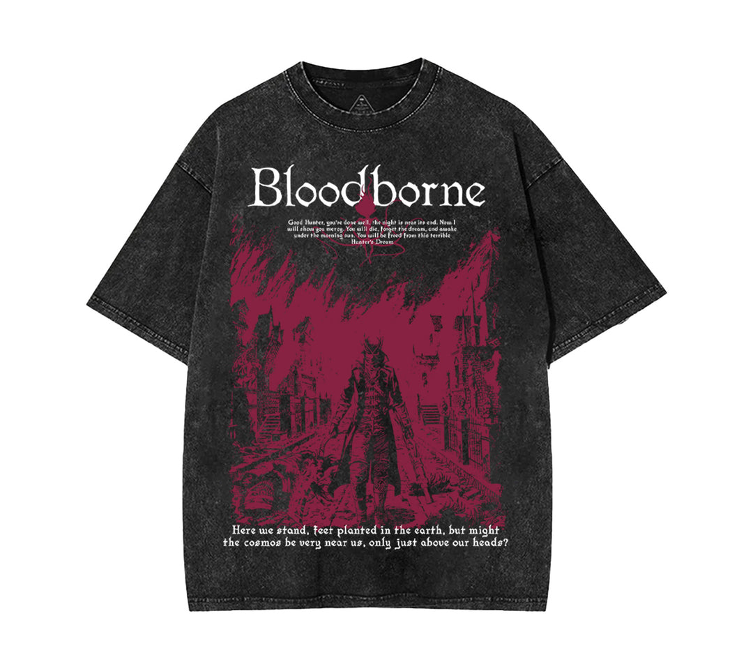 Bloodborne Double Printed Unisex Acid Washed Lightweight Cotton T-Shirt [TPR]