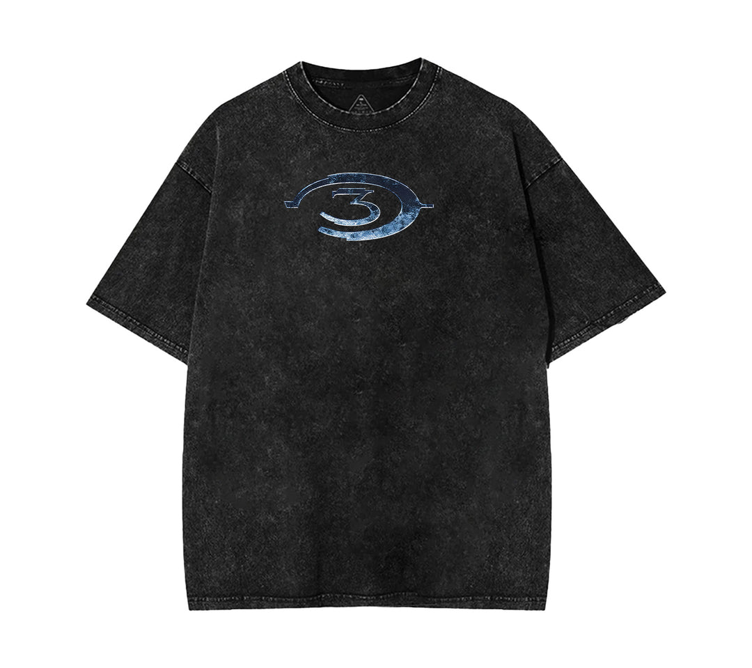 Halo Finish The Fight Double Printed Unisex Acid Washed Cotton T-Shirt [TPR]
