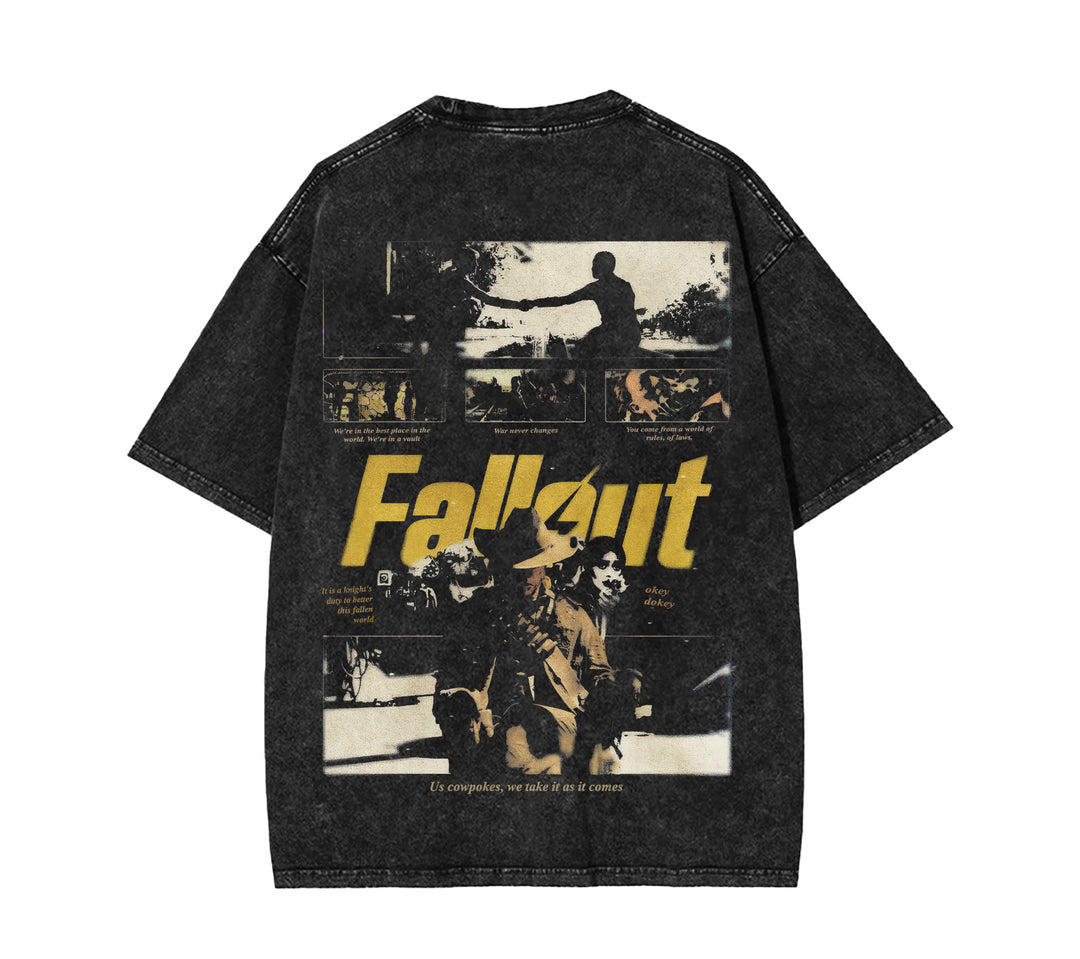 FALLOUT Double Printed Unisex Washed Cotton men T-Shirt [TPR]