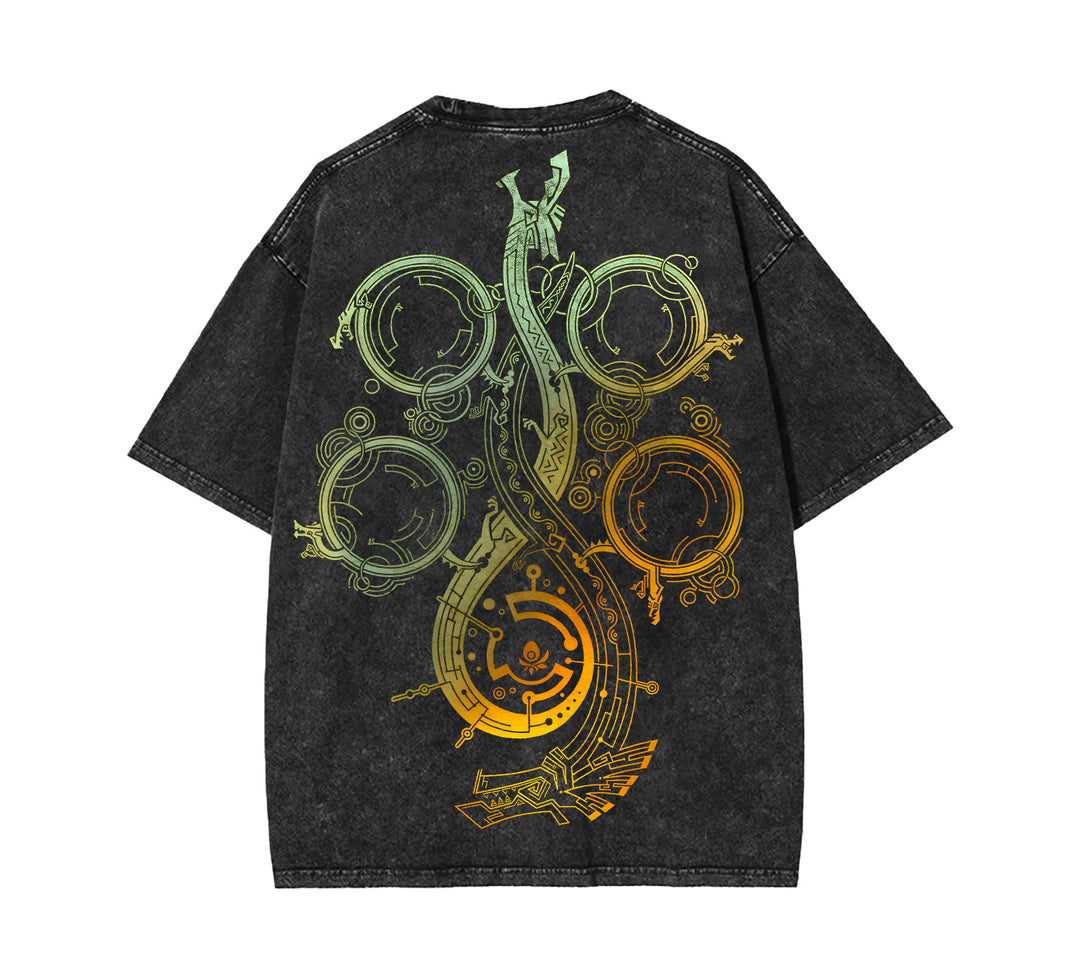Monster S Hunt Game Vintage Washed Unisex Heavyweight Cotton T-shirt [TPR]