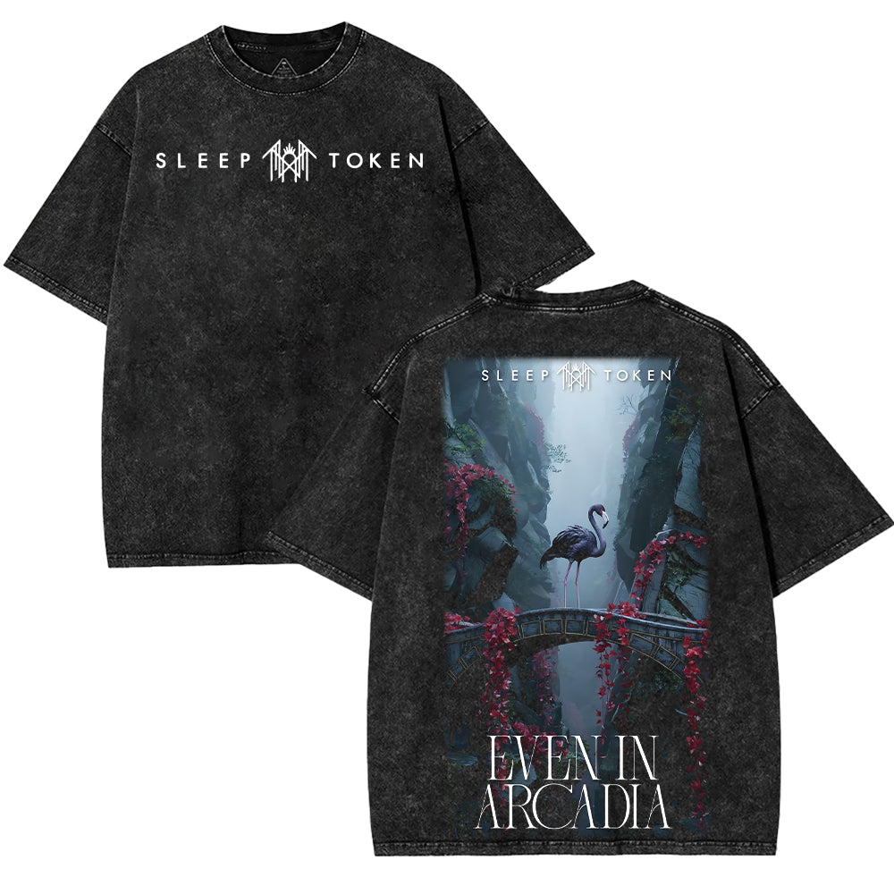 Sleep Token Flaming Heavy Metal Shirt Unisex Rock Band Lightweight Washed T-shirt