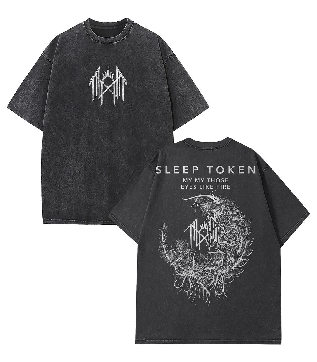 Retro limited Sleep Token merch Flowers Oversized Rock Band Washed Heavyweight Cotton T-shirt, Gift For Gothic, Gift For Punk