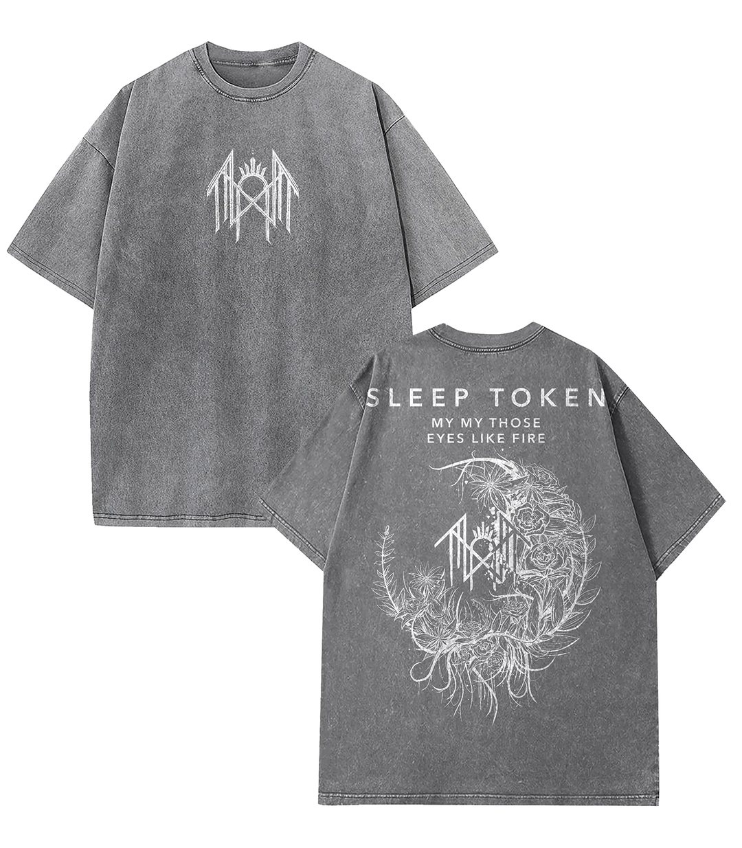 Retro limited Sleep Token merch Flowers Oversized Rock Band Washed Heavyweight Cotton T-shirt, Gift For Gothic, Gift For Punk