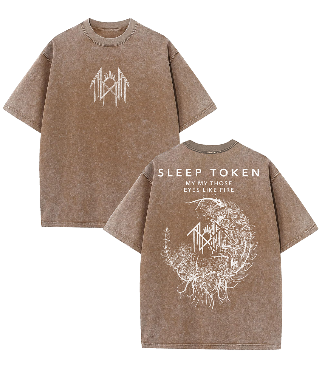 Retro limited Sleep Token merch Flowers Oversized Rock Band Washed Heavyweight Cotton T-shirt, Gift For Gothic, Gift For Punk