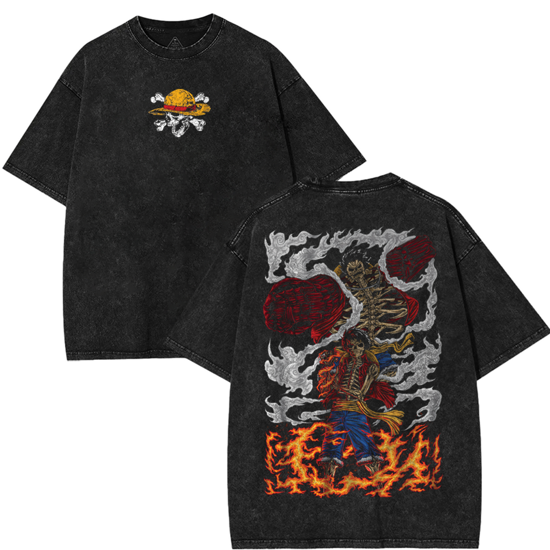 'TTT' Retro Heavy Monkey D. Luffy x One Piece Anime Double Printed Vintage Tee DLF1
