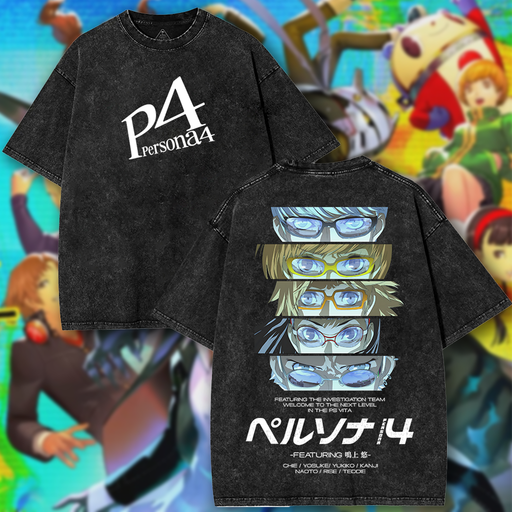 Persona 4 Graphic Black Unisex Double Printed Washed T- SHIRT