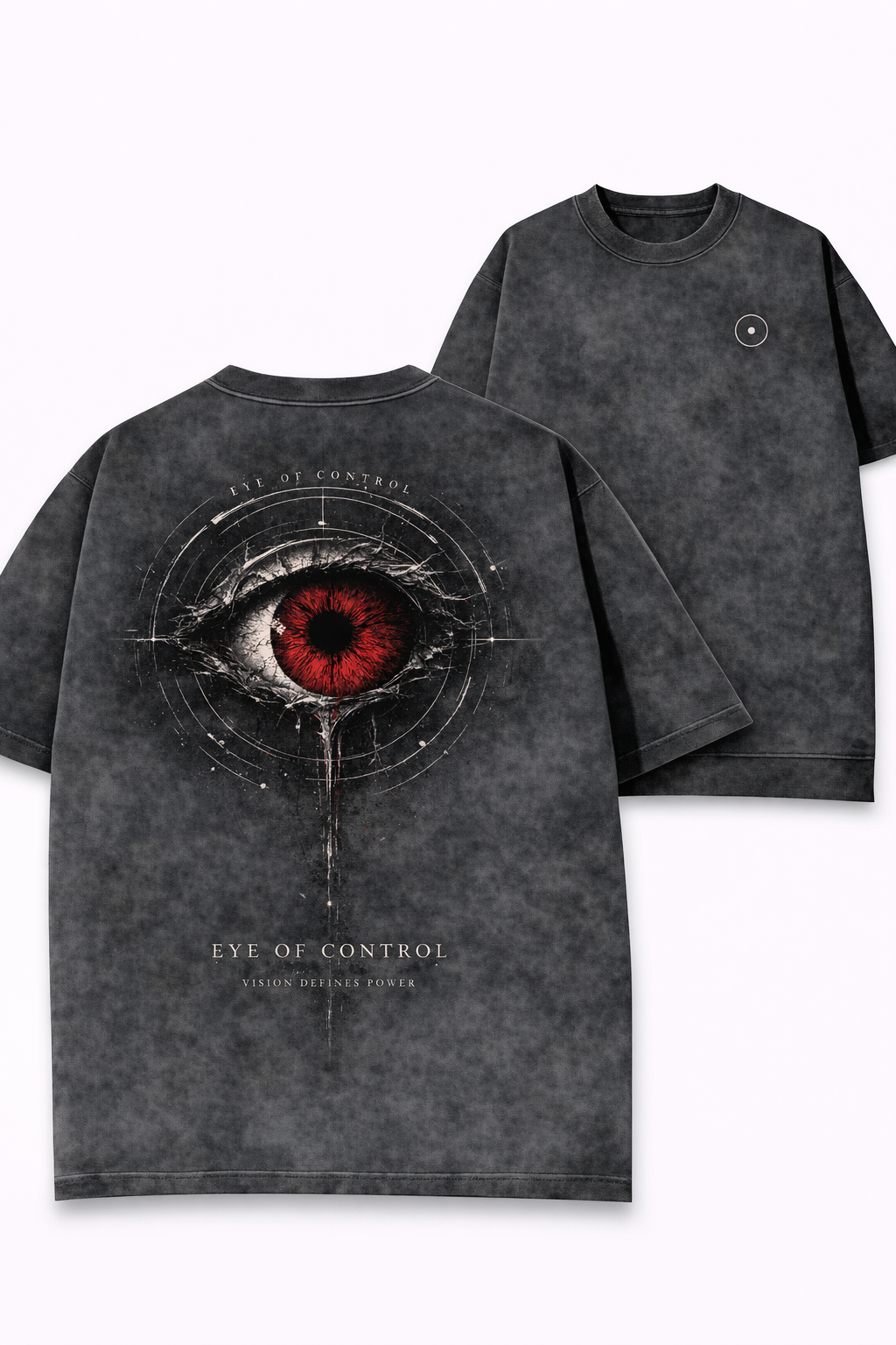 Eye of Control Streetwear T-Shirt & Hoodie – Dark Surveillance Graphic | Acid Wash Unisex