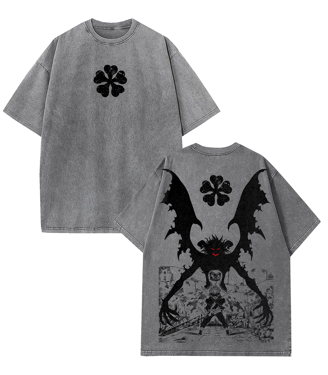 Retro Limited "Asta" Black Clover Vintage Washed Oversized Tee | Unisex Heavyweight Cotton Anime Shirt  Menswear Top