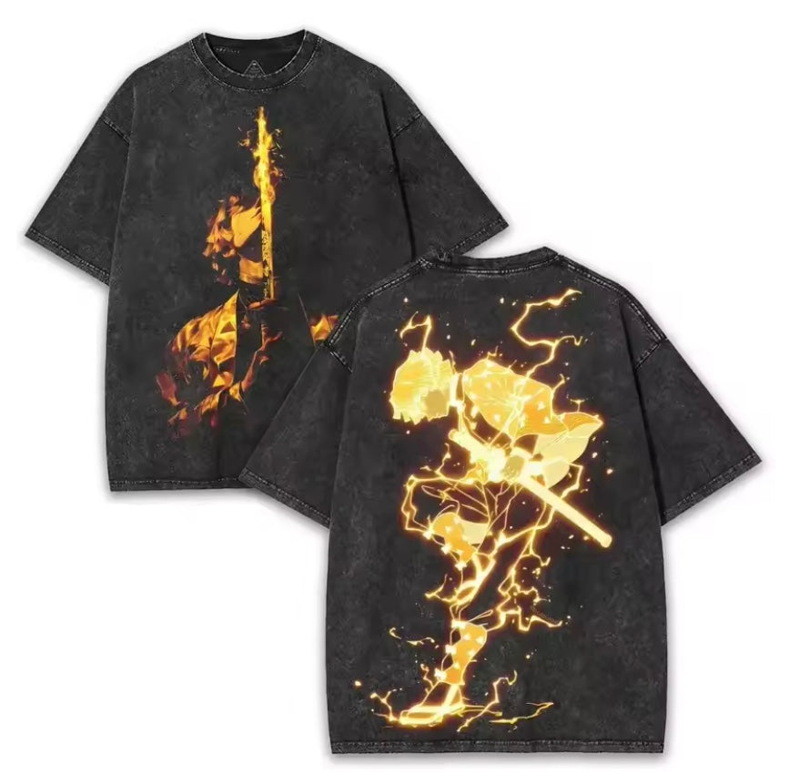 Zenitsu Demon Slayer Graphic Washed T-shirt (AVN)