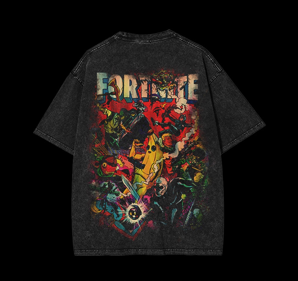Fortnite Side Tee – Inspired Oversized Washed Shirt