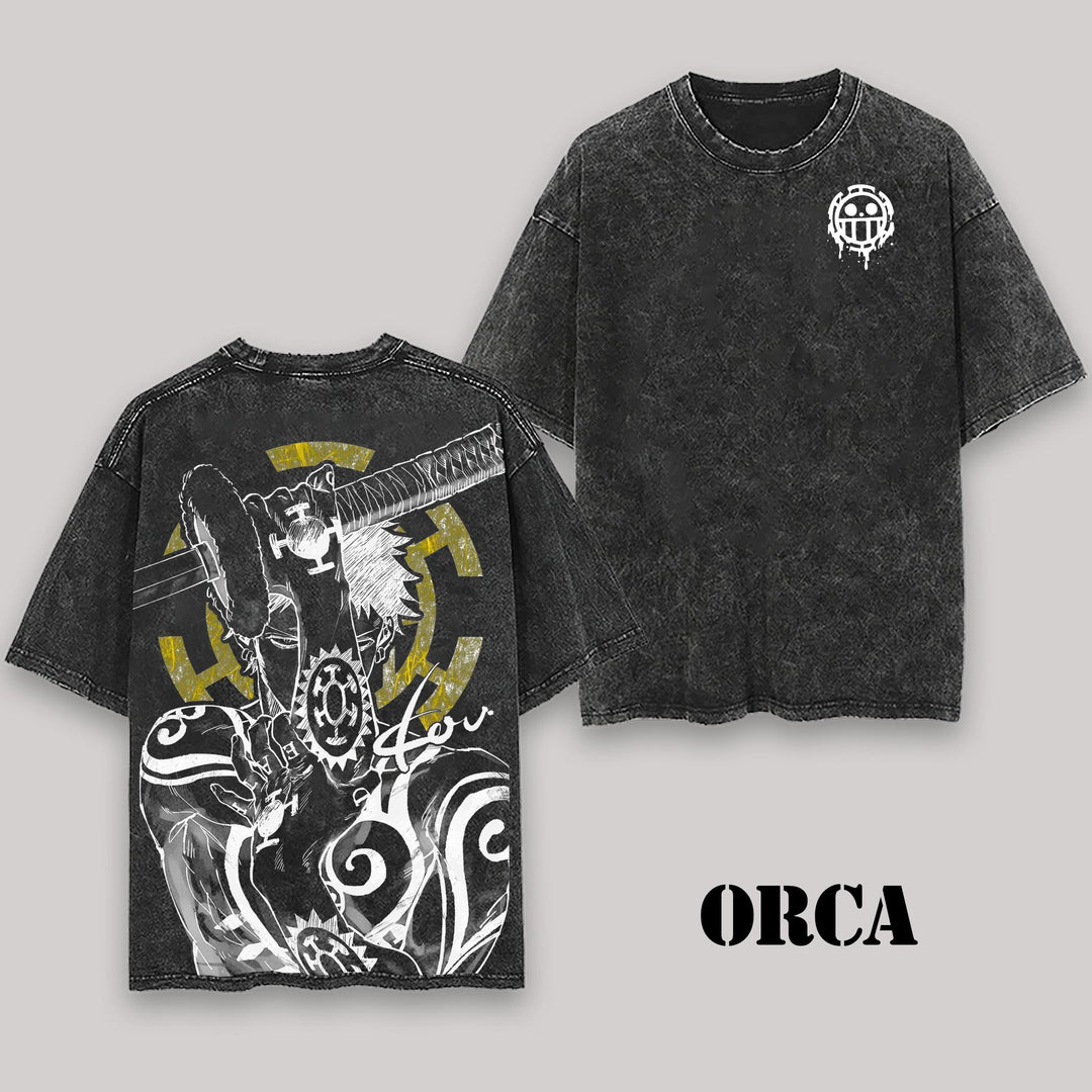 Retro One Piece Washed Tee, Trafalgar Law Vintage Washed Tee Vintage Graphic 90s | 'TTT'
