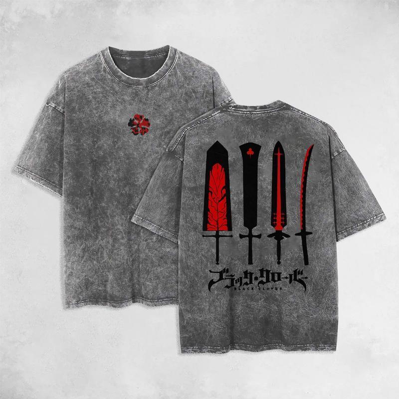 Four Sword Of Demon Asta Black Clover Anime Vintage Washed