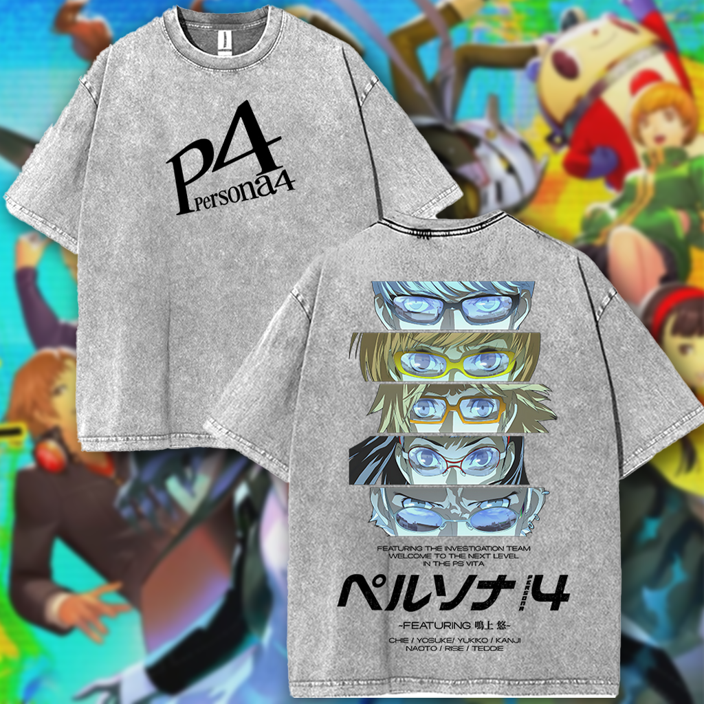 Persona 4 Graphic Black Unisex Double Printed Washed T- SHIRT