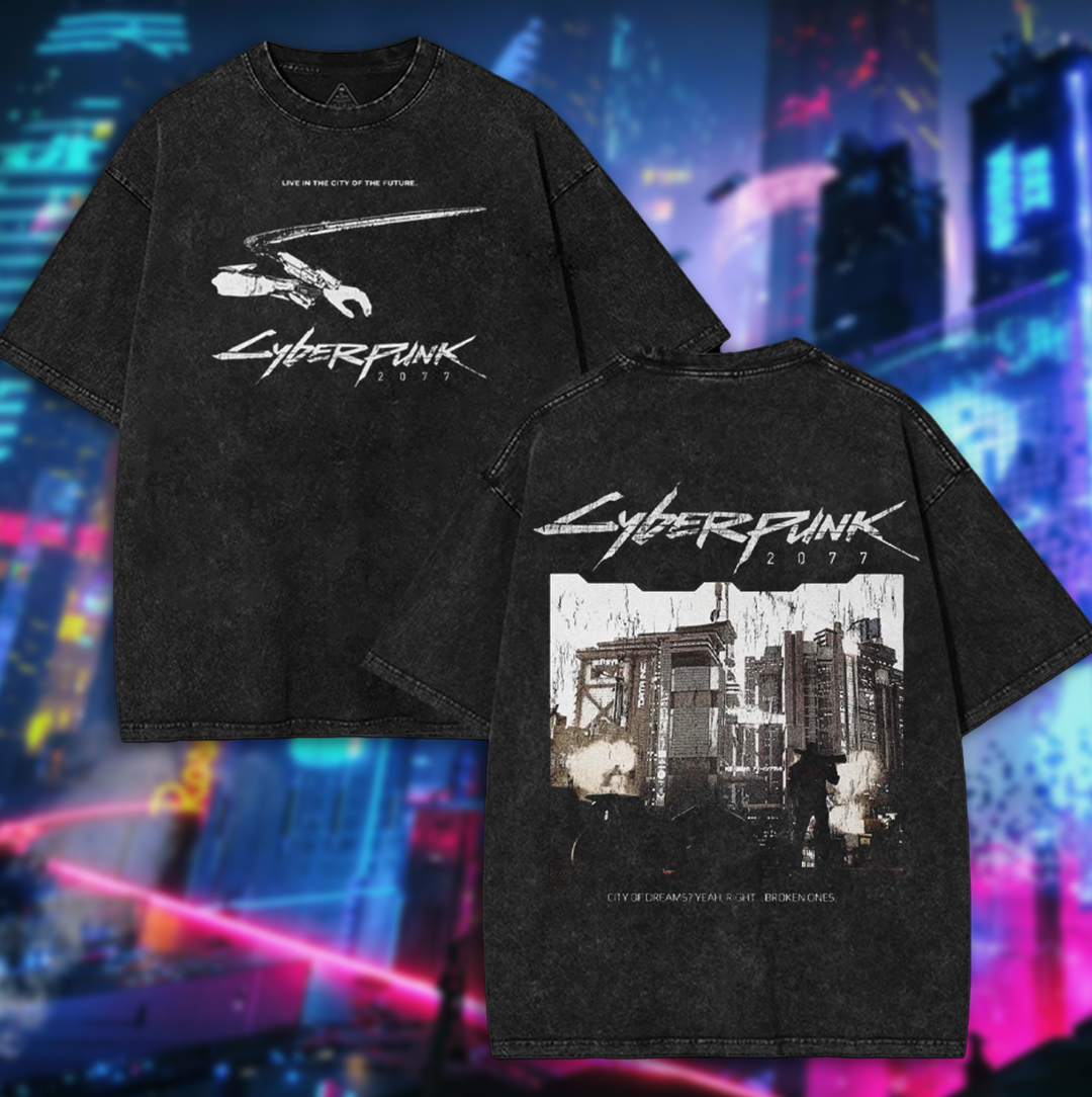 Cyberpunk 2077 City of Dreams Game Washed T-Shirt