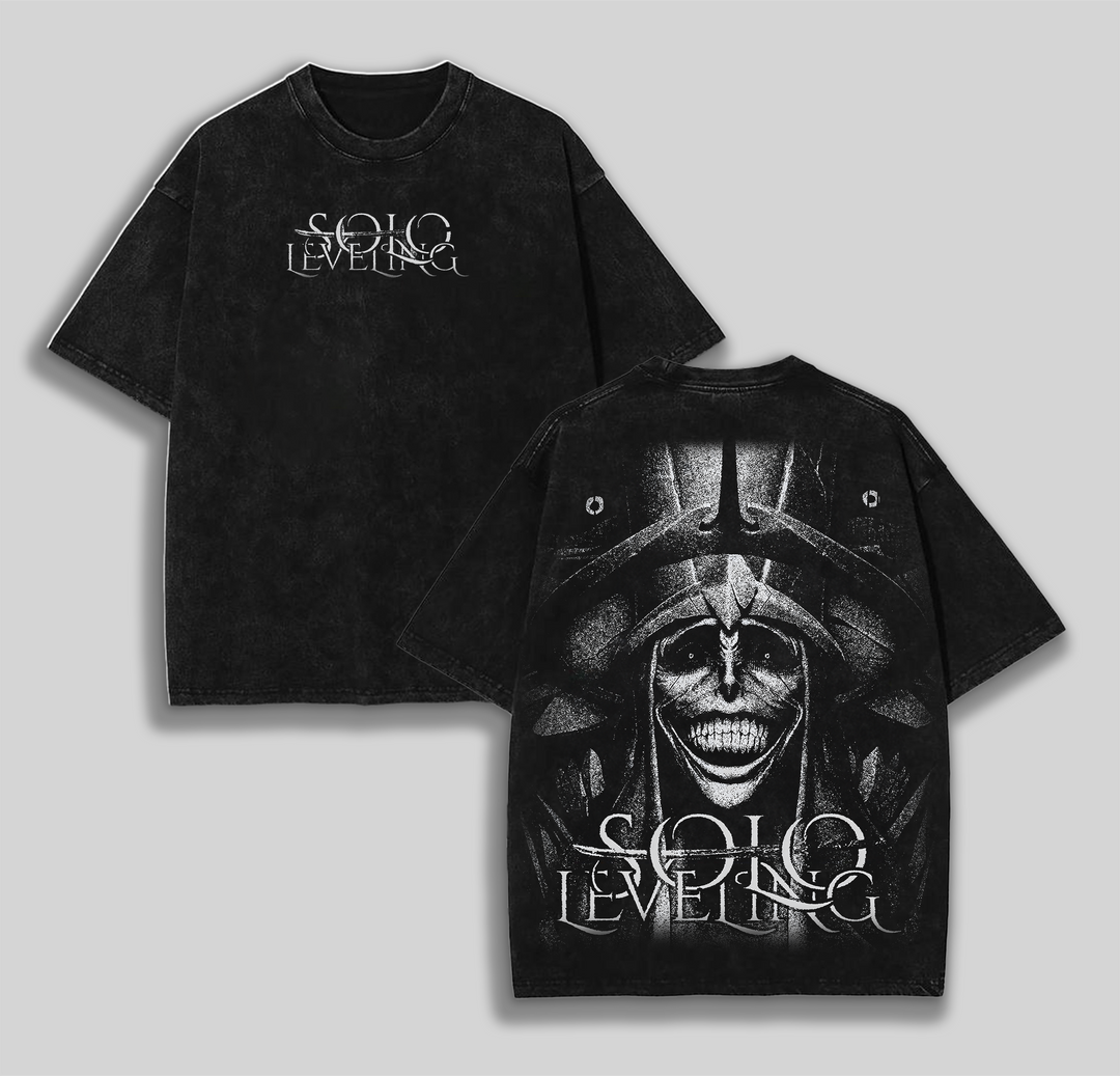Sung Jin-Woo Solo Leveling T-Shirt Vintage Oversized Anime T-Shirt Washed Heavyweight Cotton Tee Anime Lovers, v.2 Anime Streetwear Casual Graphic T-Shirt