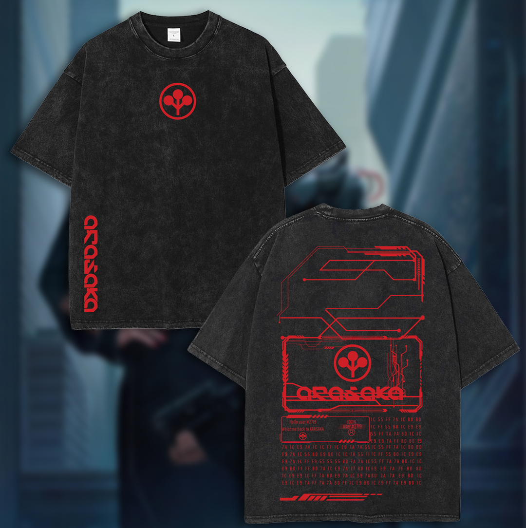 Retro Vintage Arasaka Cyberpunk 2077  Washed Unisex Tees