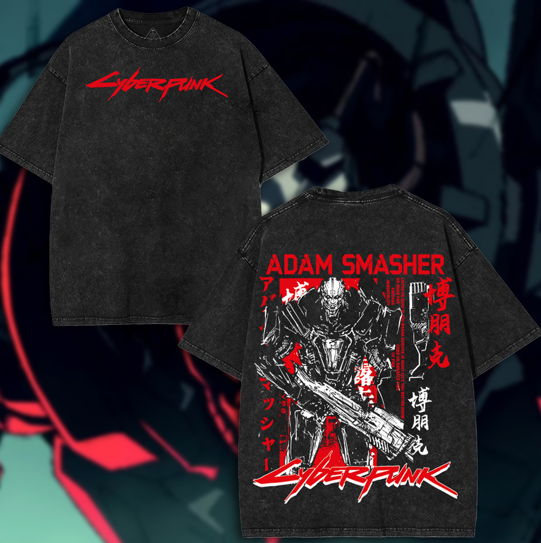 Adam Smasher - Cyberpunk 2077 Double Printed Washed T-shirt